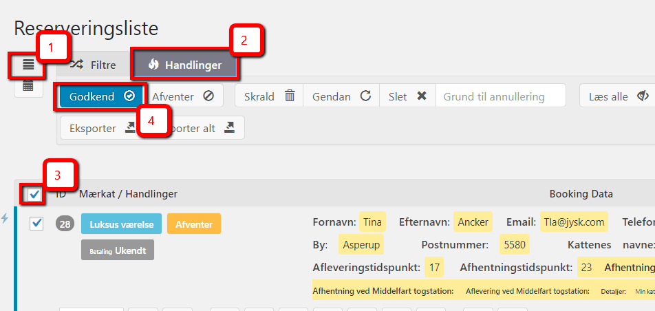 Sådan markerer du alle dine bookinger i billig Wordpres hjemmeside lavet af Dit Online Visitkort