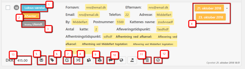 Forklaring af booking-detaljer i billig WordPress hjemmeside lavet af Dit Online Visitkort