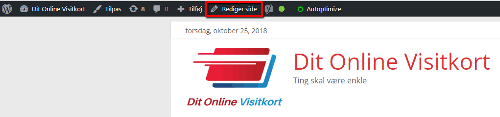 Sådan kommer du til at redigere en side når du har fået en billig WordPress hjemmeside lavet af Dit Online Visitkort