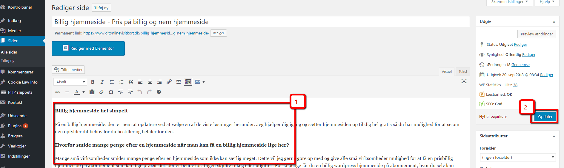 Sådan opdaterer du din hjemmeside når du har fået en billig WordPress hjemmeside lavet af Dit Online Visitkort