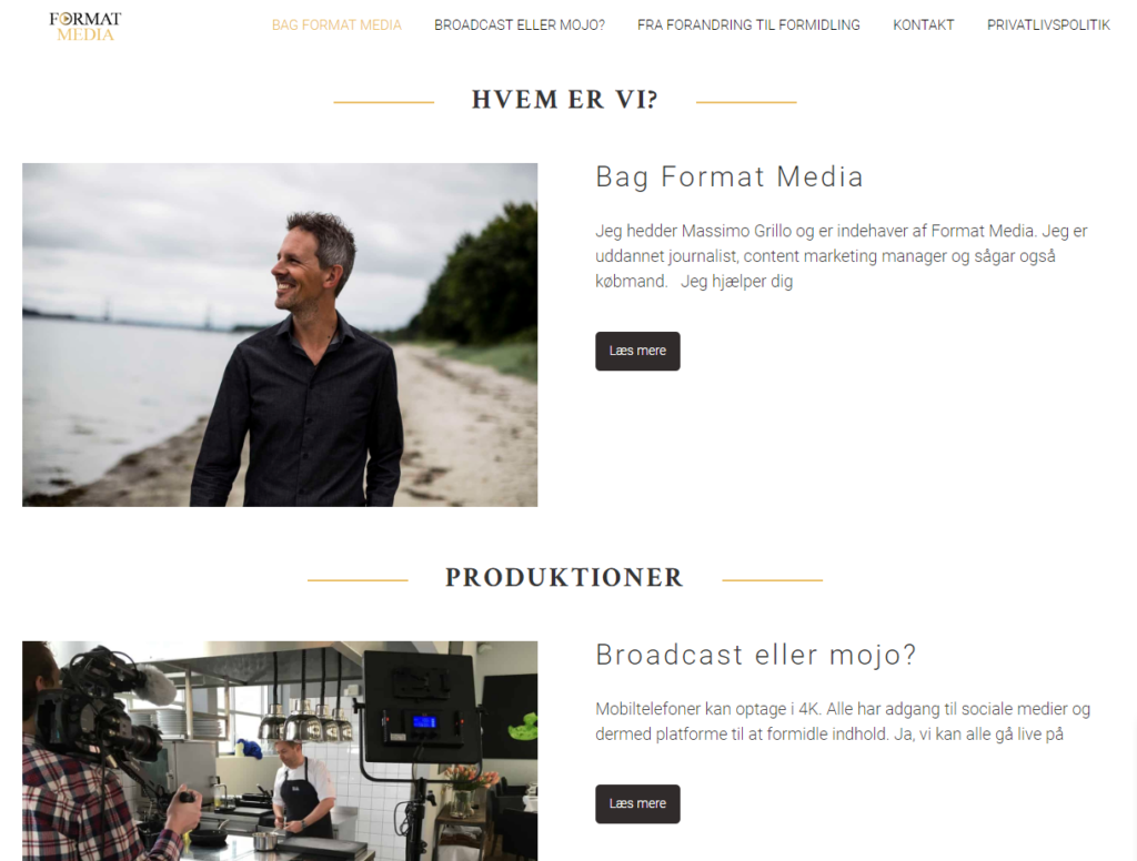 Billig Wordpress Hjemmeside til FormatMedia.dk lavet af Dit Online Visitkort