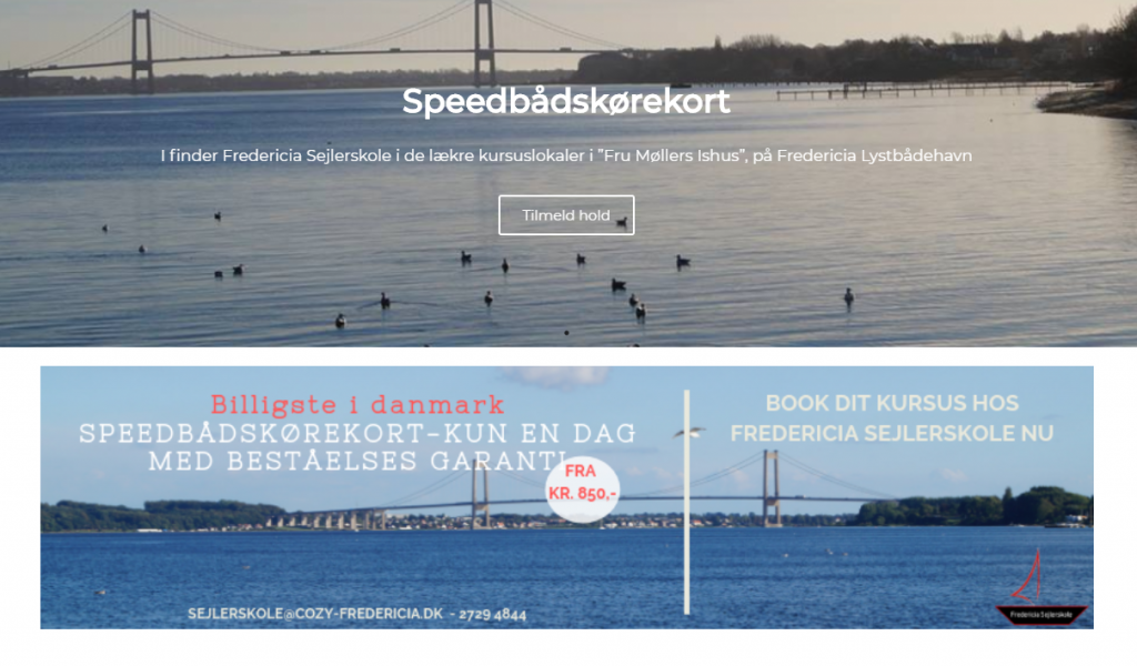 Billig WordPress Hjemmeside til Fredericia Sejlerskole lavet af Dit Online Visitkort
