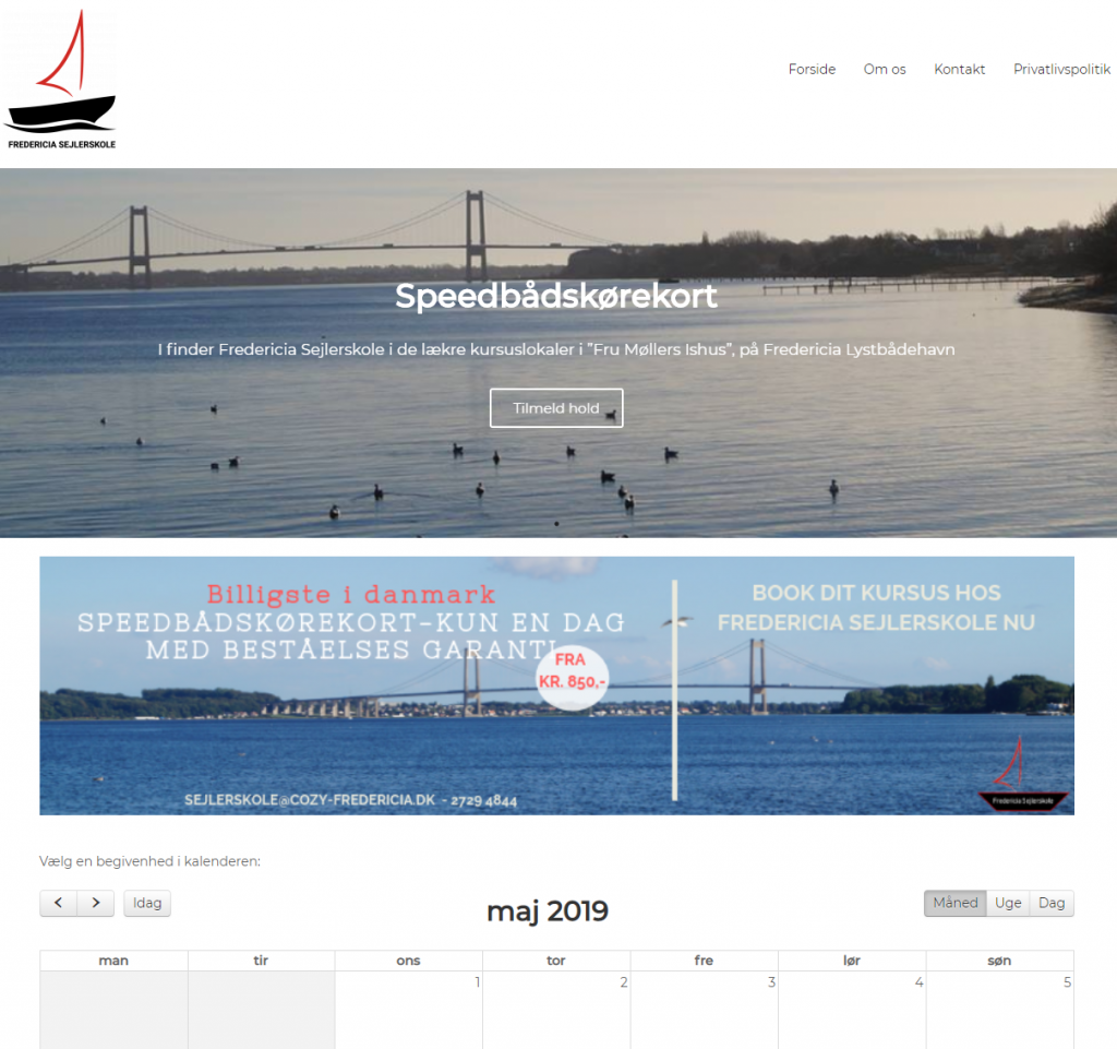 Billig Wordpress Hjemmeside til Fredericia Sejlerskole lavet af Dit Online Visitkort