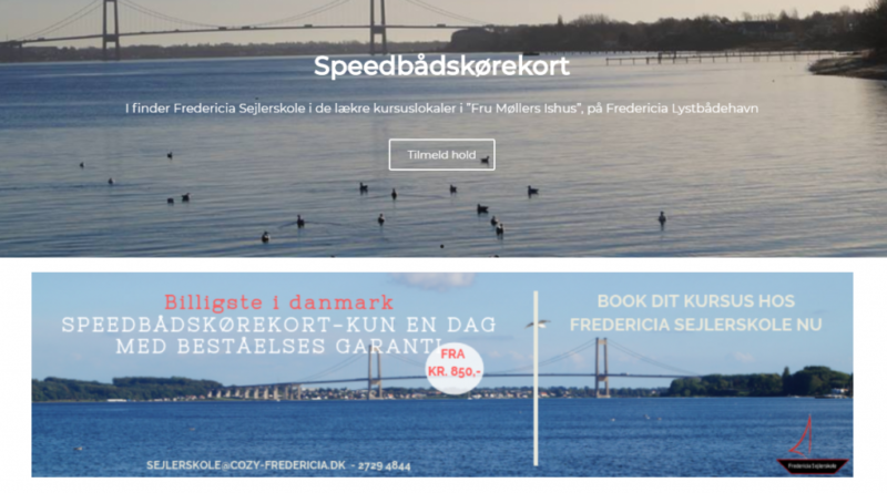 Billig Wordpress Hjemmeside til Fredericia Sejlerskole lavet af Dit Online Visitkort
